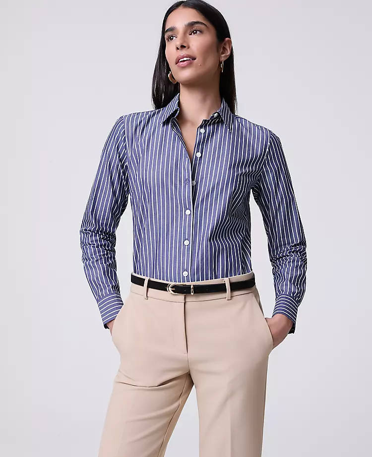 Striped Perfect Shirt | Ann Taylor