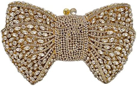 HUANG ZHUANG Bowknot Luxury Crystal Clutch Women Glitter Rhinestone Evening Bag for Party Wedding | Amazon (US)