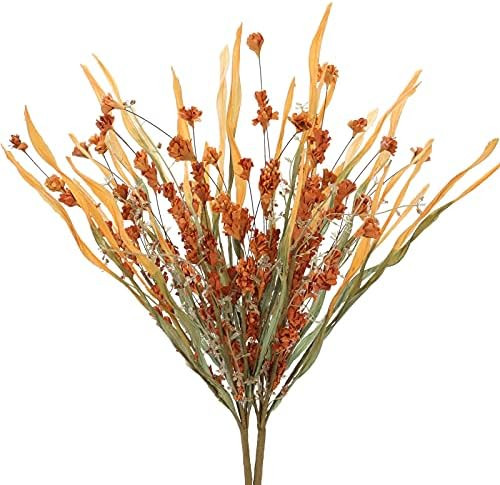 MHMJON 2pcs Artificial Fall Flowers Orange Mums Flowers Autumn Silk Flowers Fall Fake Flowers Bou... | Amazon (US)