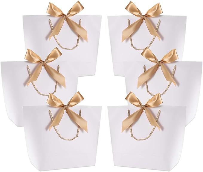Gift Bags with Handles- WantGor 14x10x4inch Paper Party Favor Bag Bulk with Bow Ribbon for Birthd... | Amazon (US)
