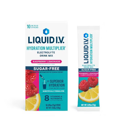 Liquid I.V. Sugar Free Hydration Powder Electrolyte Supplements: Non-Caffeinated Raspberry Lemonade Drink Mix, 10 Pack | Target