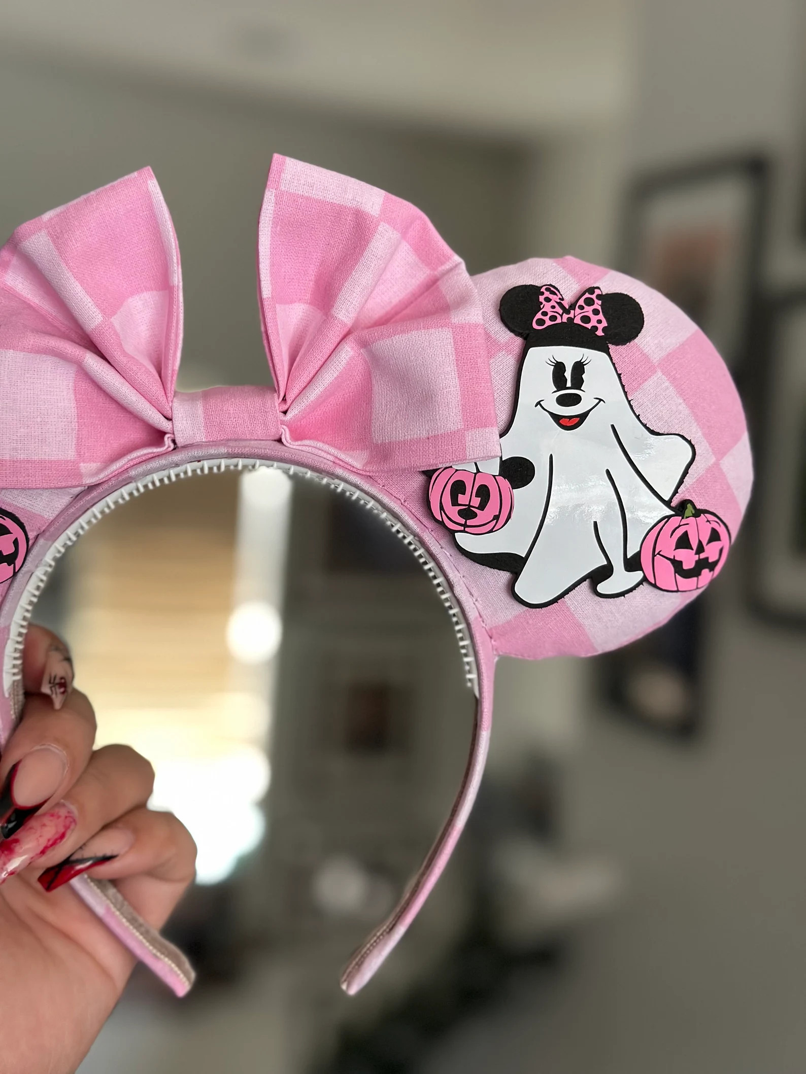 Ghost Mickey & Minnie Ears, Halloween Inspired Ears, Ghost Minnie Ears, Pink Halloween Minnie Ear... | Etsy (US)