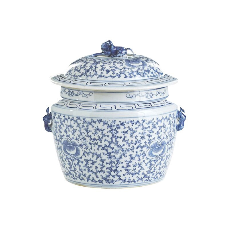 9" Lidded Rice Jar, Blue/White | One Kings Lane