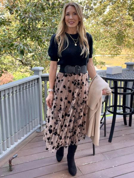Fall outfit, fall fashion
Wedding guest, brunch, party
Midi skirt, puff sleeve sweater, knee-high boots, sweater coat jacket

#LTKSeasonal