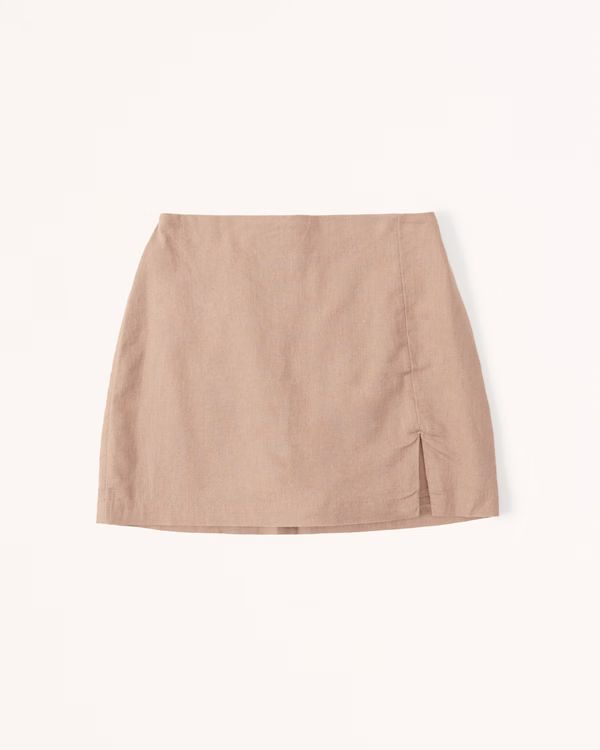 Linen-Blend Slit Mini Skort | Abercrombie & Fitch (US)