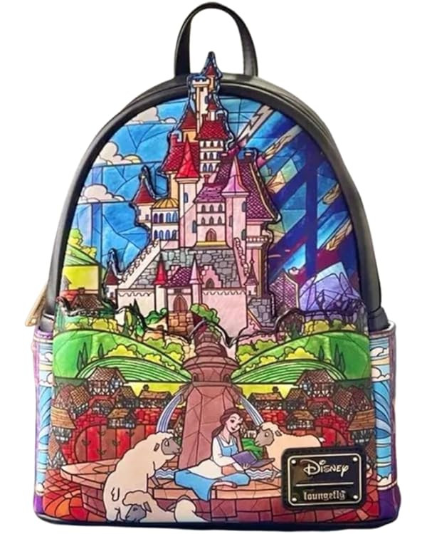 Loungefly Disney Princess Castle Series Belle Womens Double Strap Shoulder Bag Purse, One Size, M... | Amazon (US)