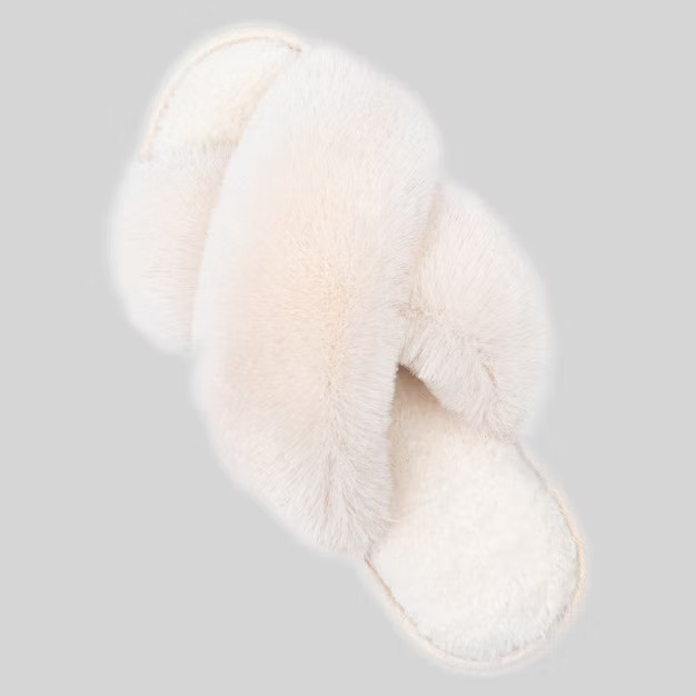 RockDove Women's Adeline Cross-Band Faux Fur Slipper | Target