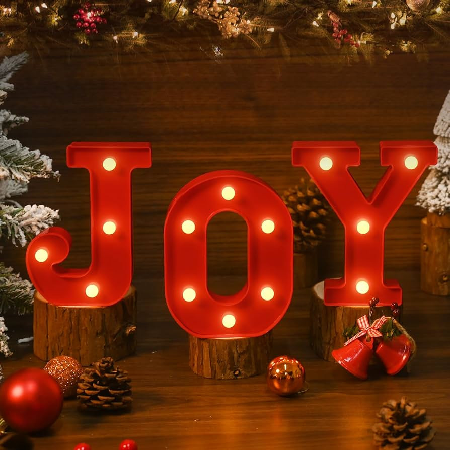 EDYCON Christmas Letter Lights Sign Table Decorations Christmas LED Light up Letters Battery Powe... | Amazon (US)