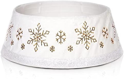 MJartoria Christmas Tree Collar 30 Inch, Snowflake White Tree Ring, Christmas Tree Skirt for Artific | Amazon (US)