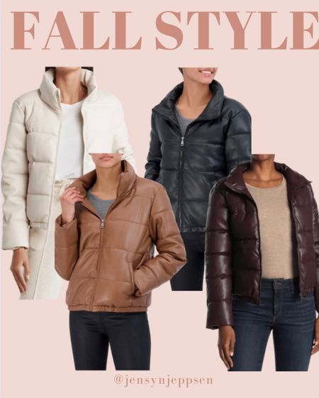 Faux leather puffer jacket, fall/winter puffer jacket, comes in 4 colors - on sale now! 

#LTKSeasonal #LTKunder100 #LTKsalealert