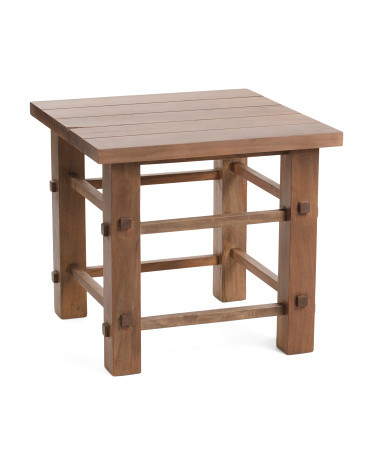 26x26x24 Wide Plank Solid Neem Wood End Table | Marshalls