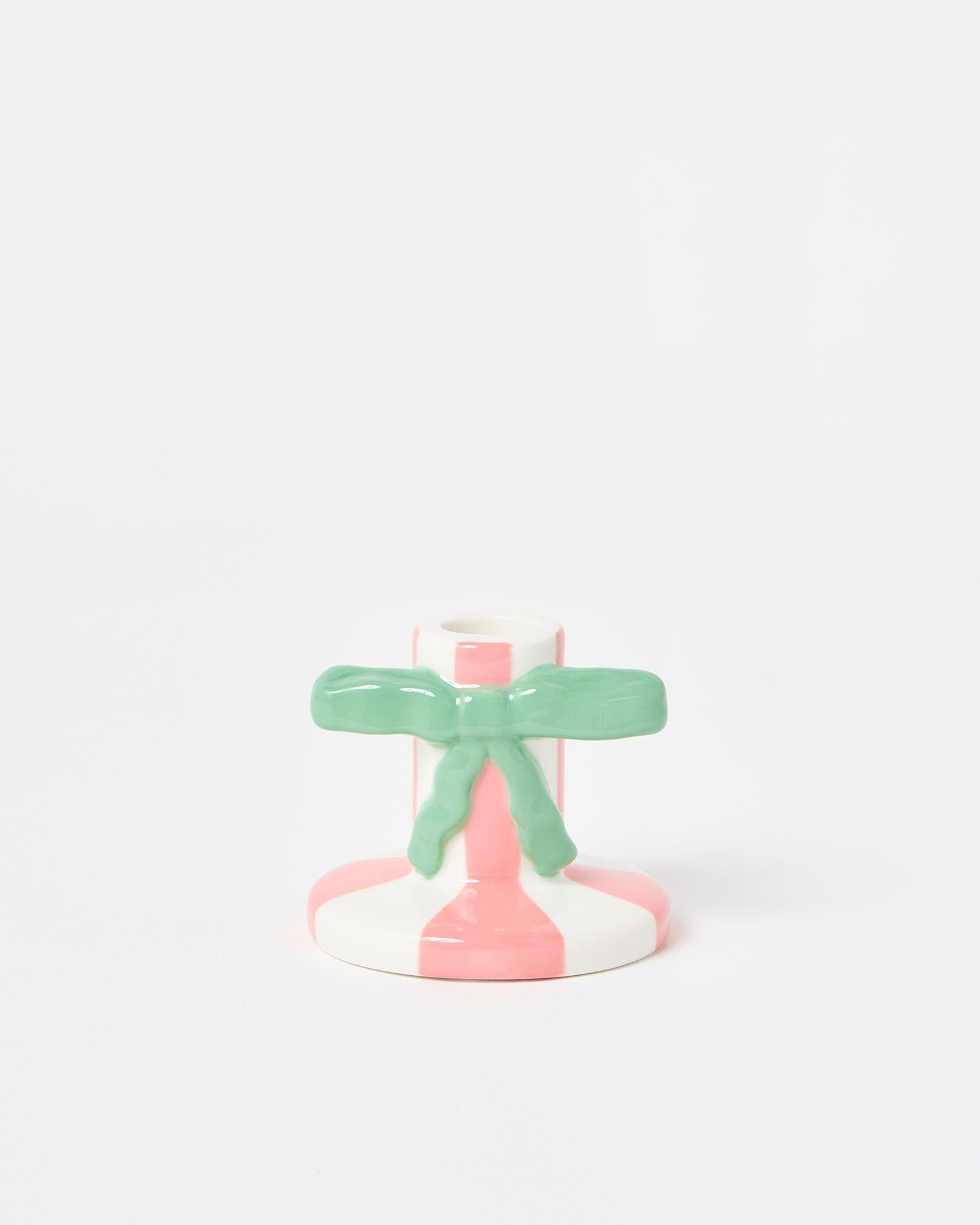 Pink Stripe Bow Candle Holder | Oliver Bonas | Oliver Bonas (Global)
