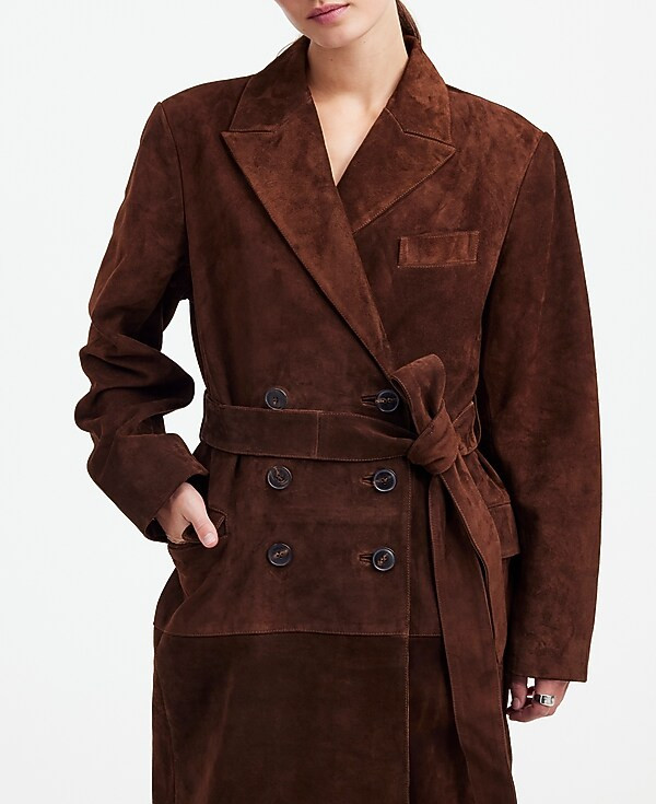 Alexa Chung for Madewell Double-Breasted Blazer Overcoat in Suede | Madewell