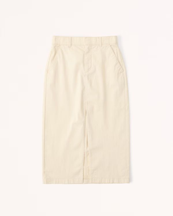 Mid Rise Chino Midi Skirt | Abercrombie & Fitch (US)