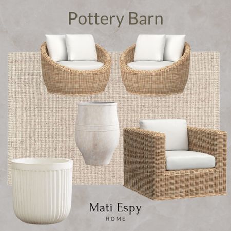 Pottery Barn outdoor furniture accent chairs planters outdoor rug

#LTKHome #LTKSaleAlert