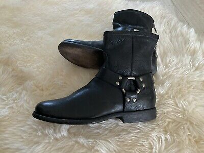 Womens FRYE PHILLIP 76871 Black Leather Back Zip Harness Boots Size  8B | eBay CA