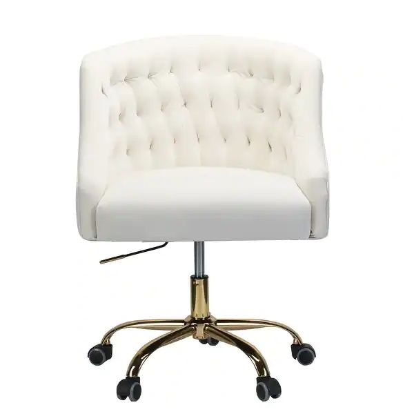 Lydia Swivel Height Adjustable Task Chair with Gold Base - IVORY | Bed Bath & Beyond