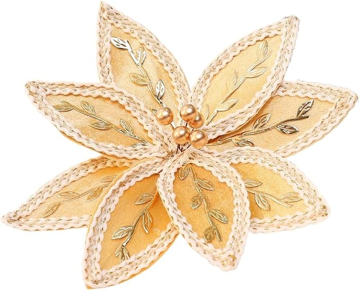 Decorative Christmas Flower Stem Pick with Braided Trim and Bright Finish for Gift Wrap and Wreat... | Amazon (US)