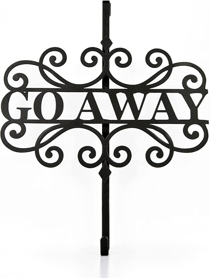 National Tree Company Metal Wreath Hanger, Black, 'Go Away', Halloween Collection, 17 Inches | Amazon (US)