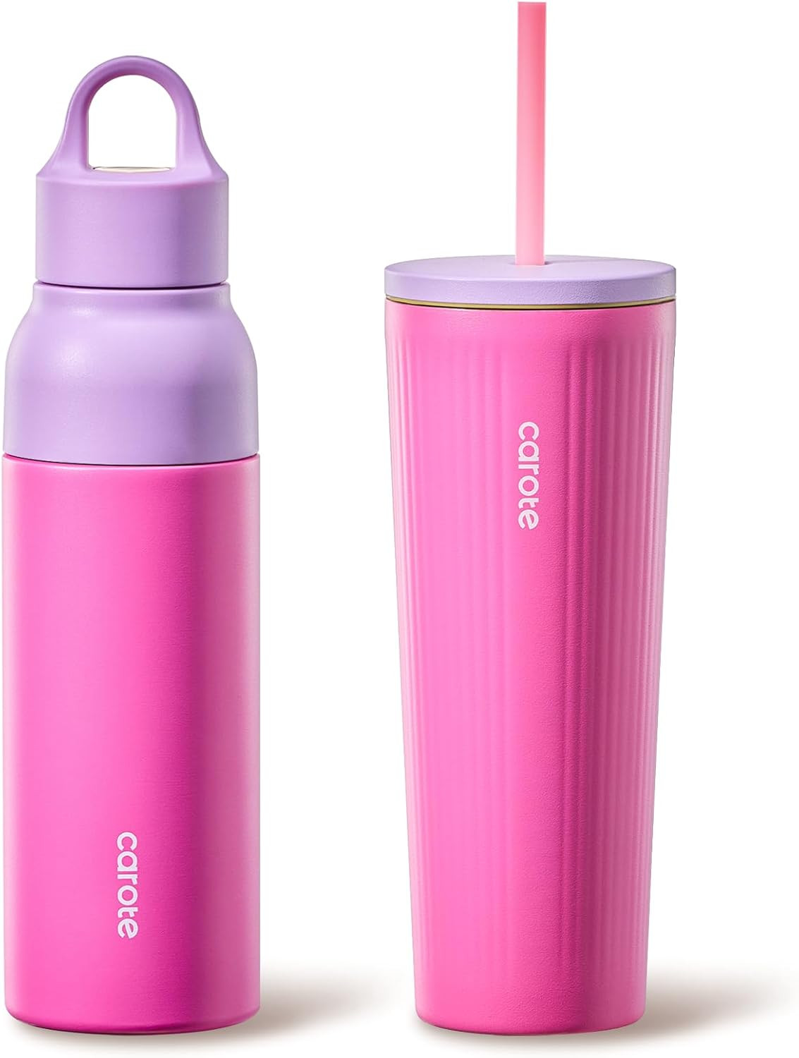 CAROTE 19 oz One-Click Open Insulated Water Bottle & 21 oz Tumblers with Lid and Straw, Double-Wa... | Amazon (US)