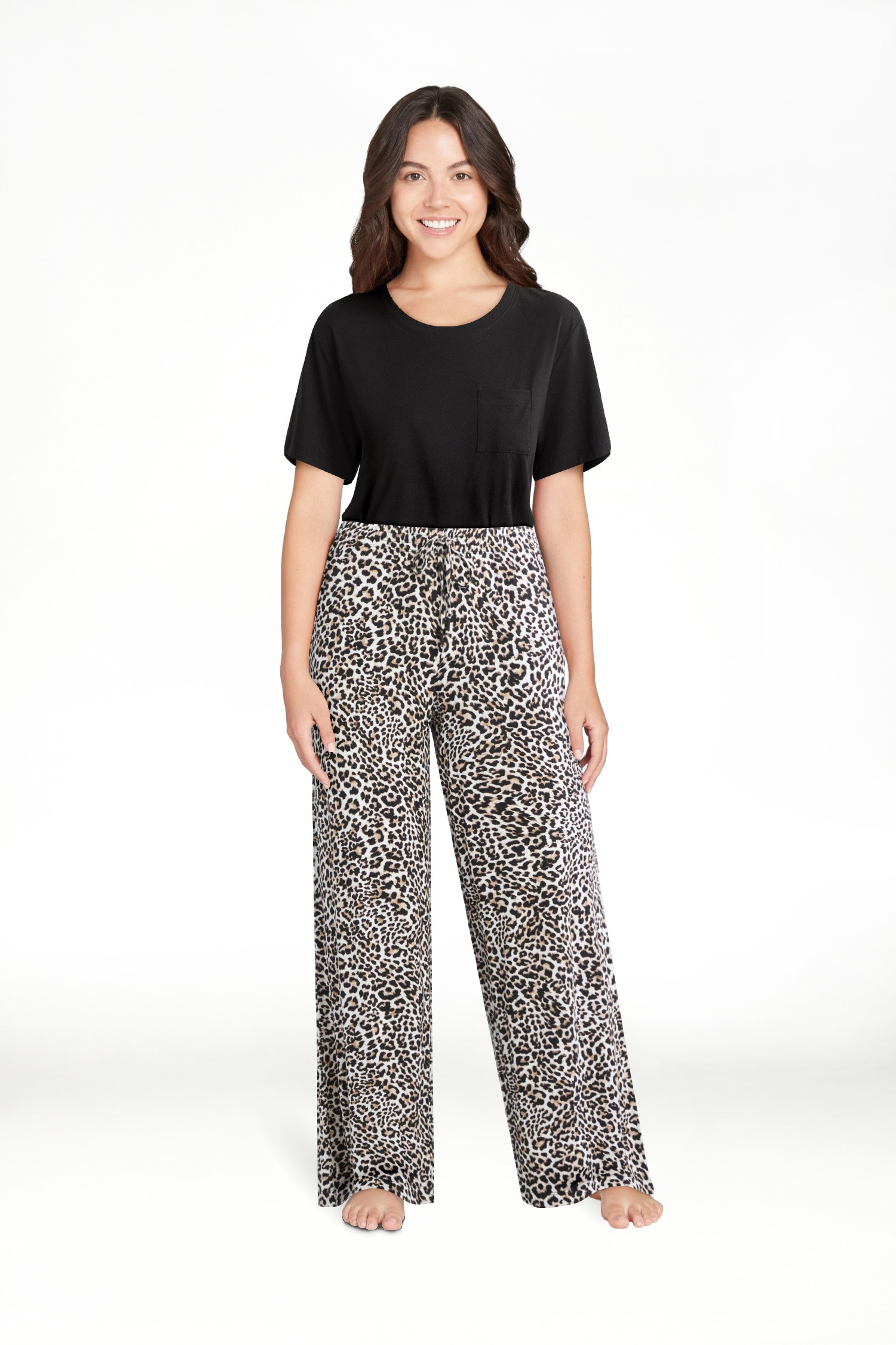 Joyspun Women’s Sleepwear Long Knit Pajama Pants, 29'' Inseam, Sizes S-3X | Walmart (US)