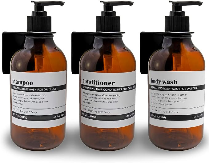 MaisoNovo Shampoo Dispenser for Shower Wall 3 Chamber - Drill Free Shower Soap Dispenser Wall Mou... | Amazon (US)