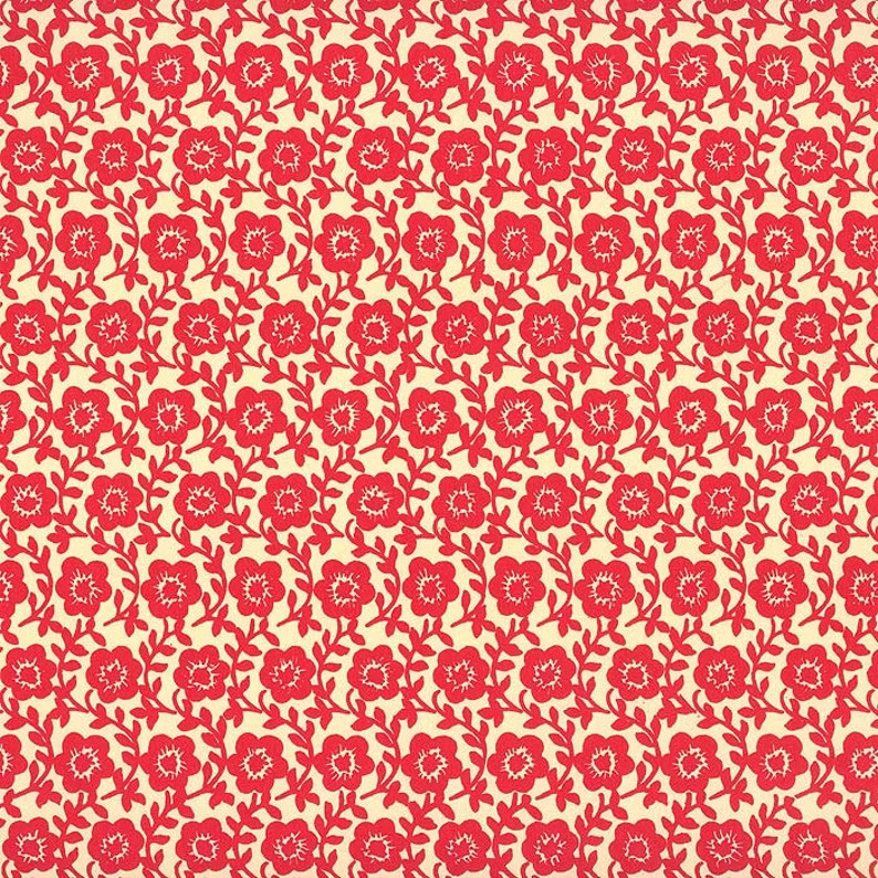 2 Sheets Italian Red Flower and Leaf Print Paper ~ Carta Varese Italy IPV839R x2MB | Etsy (US)
