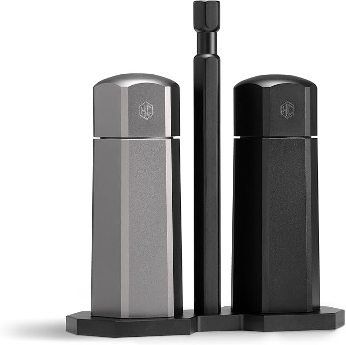 HexClad Tabletop Salt and Pepper Mill Set and Carrying Caddy Holder with Adjustable Coarseness Se... | Amazon (US)
