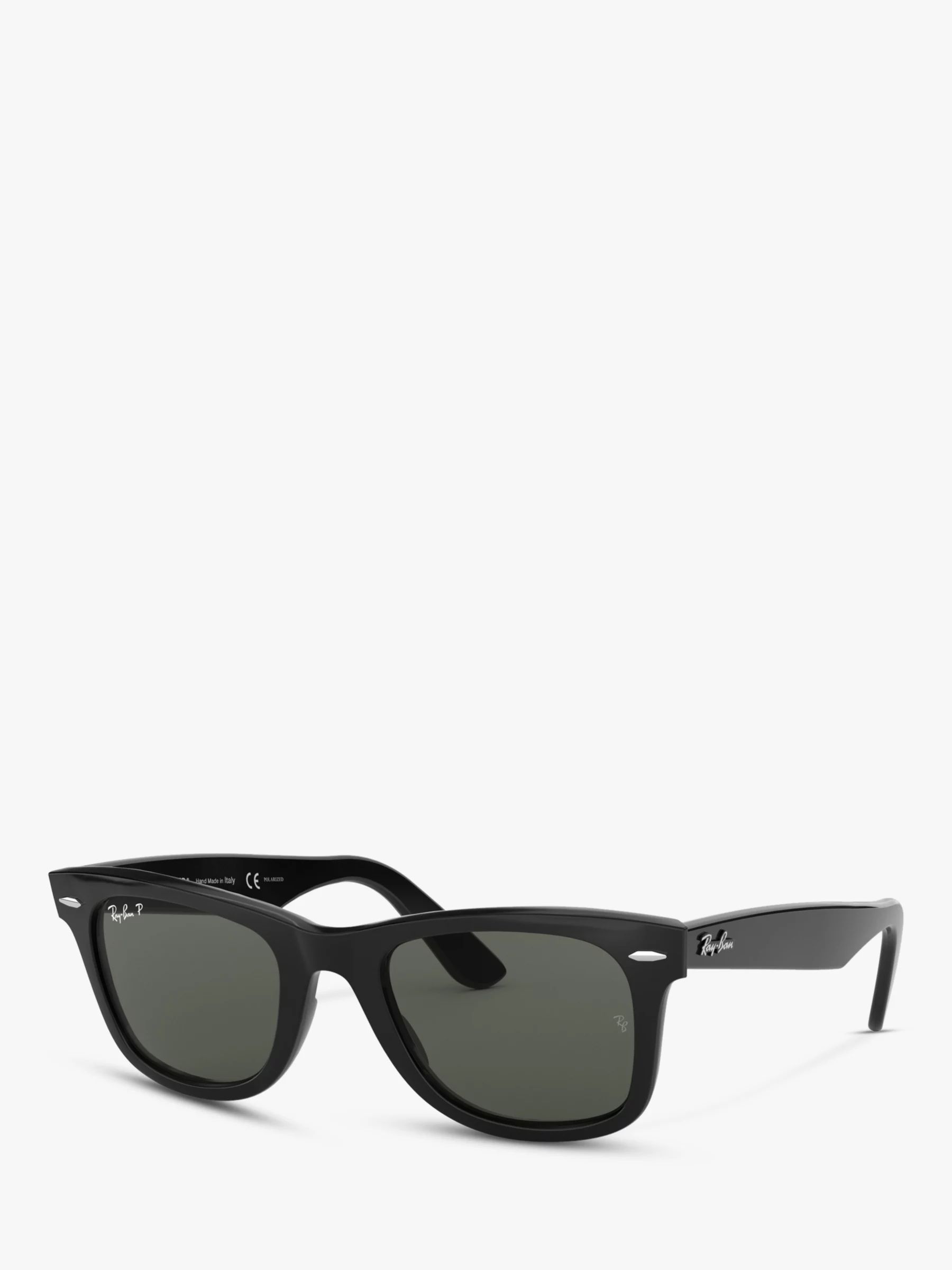 Ray-Ban RB2140 Polarised Wayfarer Sunglasses, Black | John Lewis (UK)