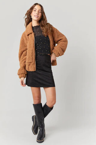 Donelle Teddy Zip Front Jacket - francesca's | Francesca's