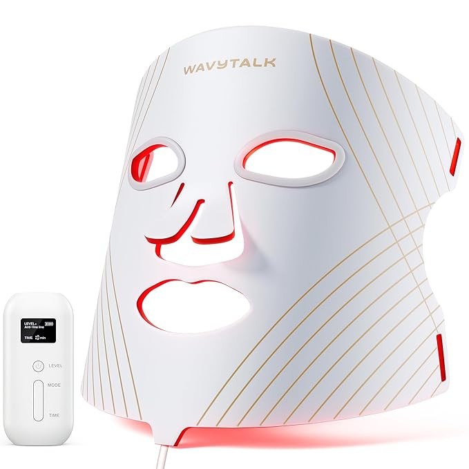 Wavytalk Red Light Therapy Mask for Face, Glow Time LED Face Mask Light Therapy for Anti-Fine Lin... | Amazon (US)