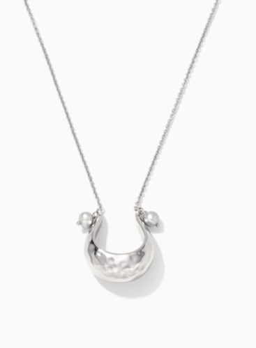 Stella & Dot Hammered U Silver Pearl Necklace - New in Box! RV $52 | eBay US