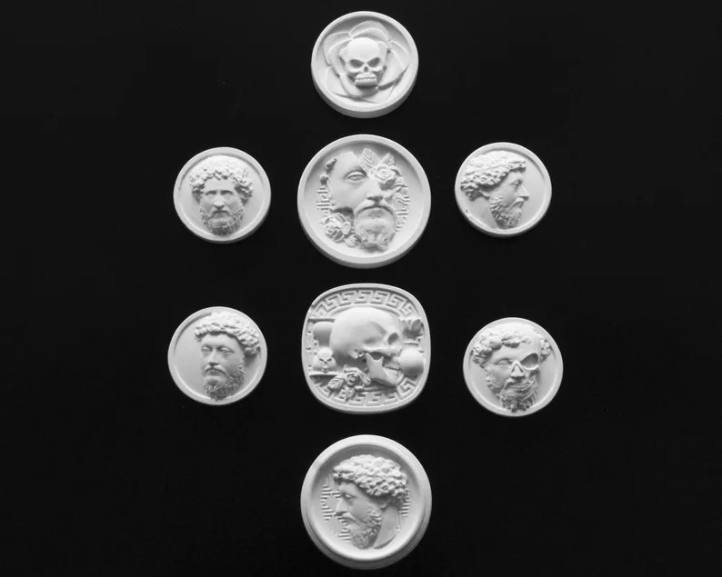 Marcus Aurelius Plaster Intaglio, 8 Pieces Grand Tour Intaglios, Memento Mori Wall Art, Stoic Hom... | Etsy (US)