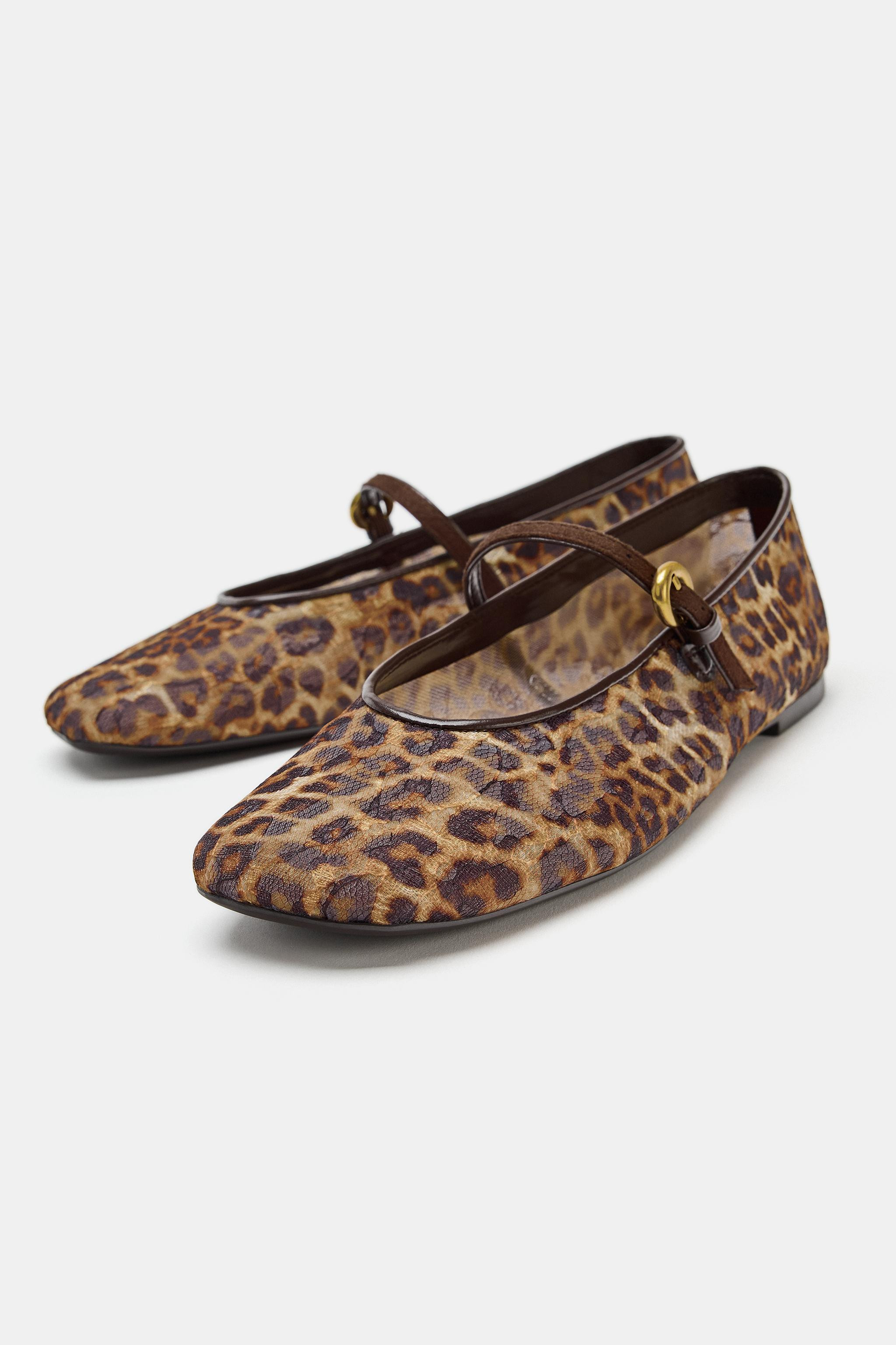 ANIMAL PRINT MESH BALLET FLATS | Zara Canada