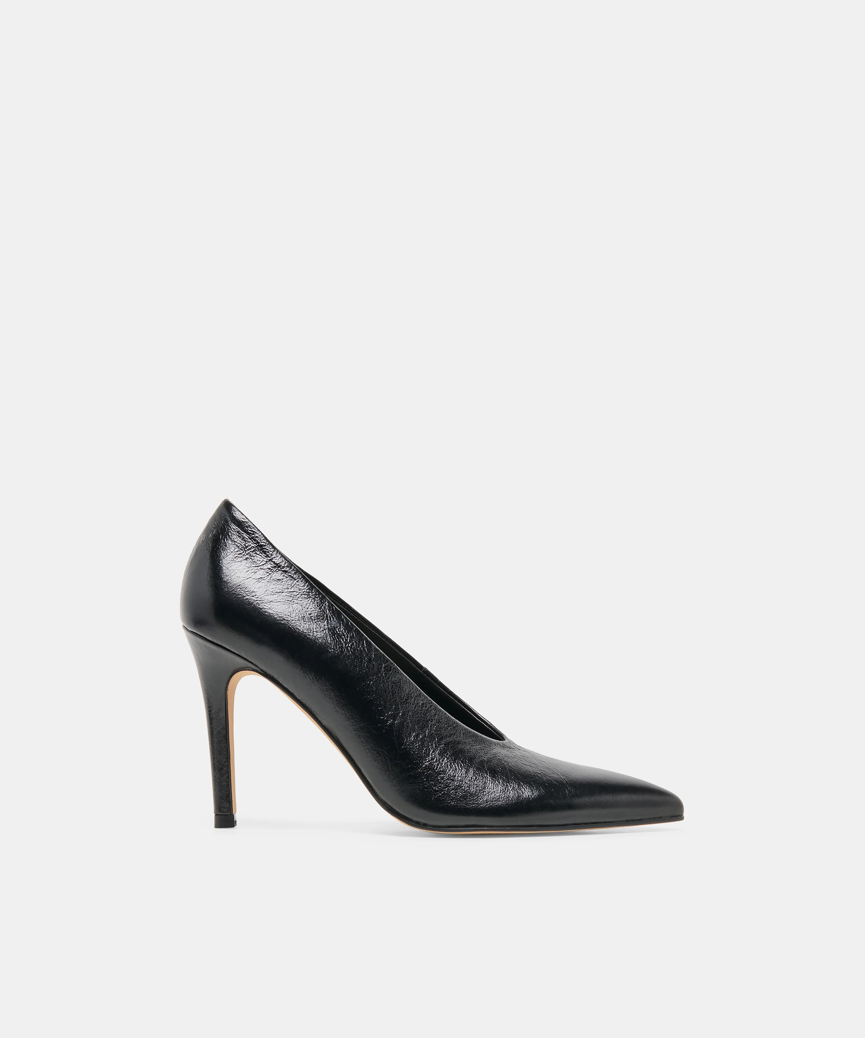 EMANI Black Leather Stiletto Closed-Toe Heels | Dolce Vita | DolceVita.com