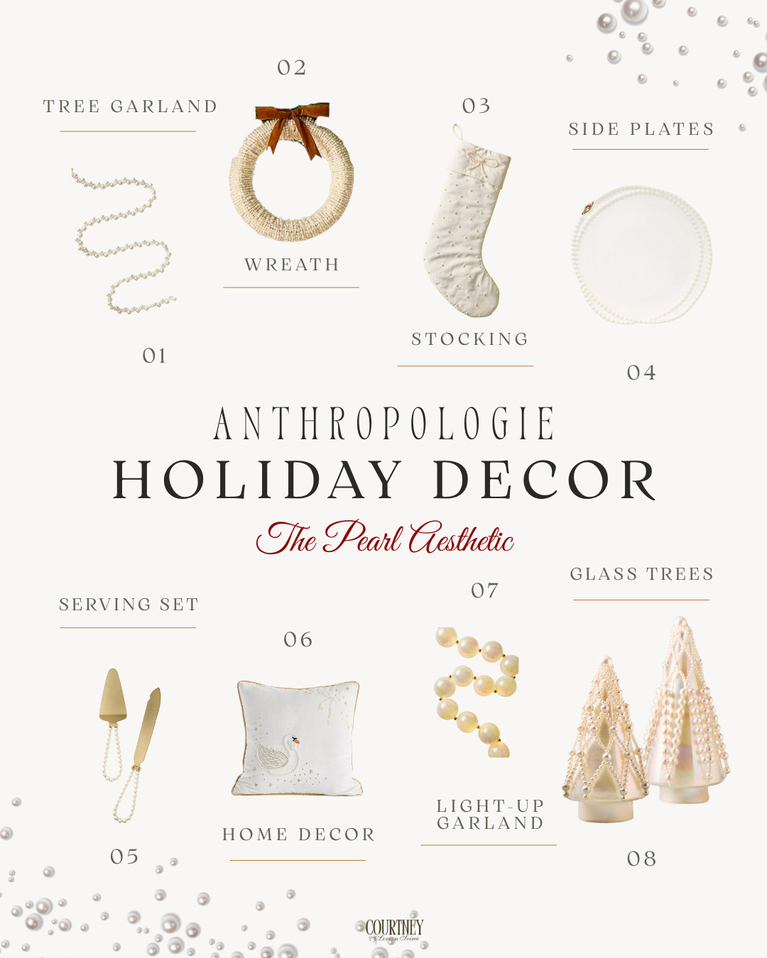 Elevate your holiday home with Anthropologie-inspired Christmas decor featuring pearls, ivory, and gold accents. These pieces create a luxe, minimalist holiday look, think elegant wreaths, glass trees, and pearl garlands that glow beautifully under soft lights. Perfect for modern, timeless holiday styling. 

 #LTKHoliday #LTKHome #LTKStyleTip