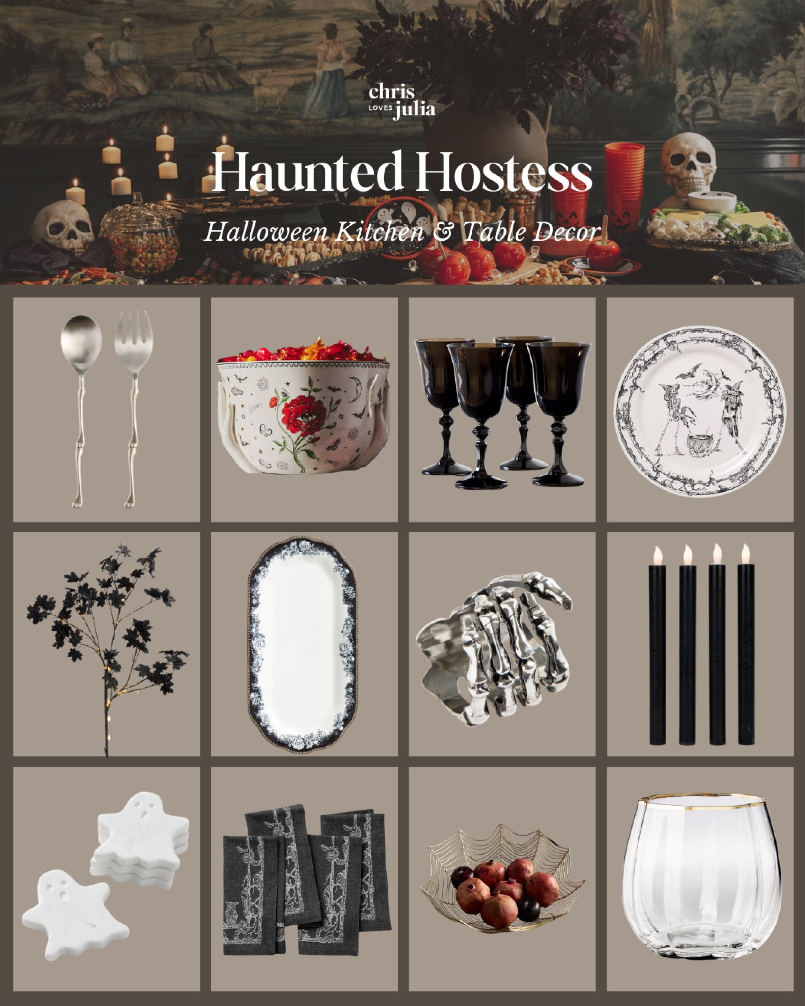 I love entertaining for Halloween, it’s such a fun time to get creative and go all out with your decorations. Linked my favorite Halloween kitchen and table decor that gives that haunted, abandoned house vibe.

Platter, serving bowl, serving utensils, goblet, flameless candles, faux seem, skeleton napkin ring, ghost coasters, napkins, spider web bowl, pumpkin glasses

#LTKSeasonal #LTKHome #LTKParties