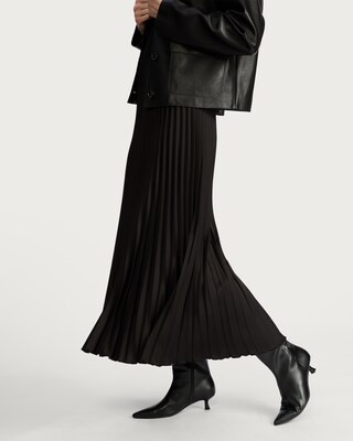 F&F Satin Look Pleated Midi Skirt in Black | Tesco F&F