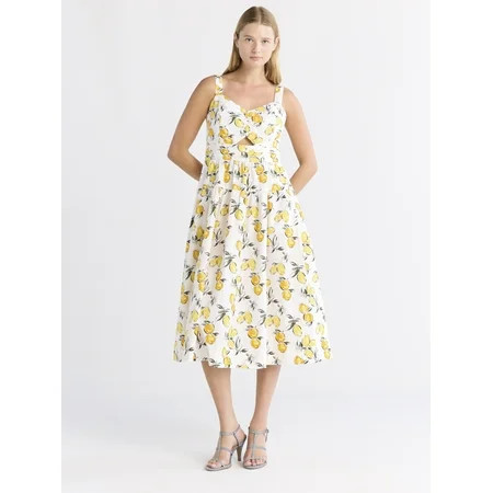 Free Assembly Women s Ruched Cutout Cotton Midi Dress XS-XXL | Walmart (US)