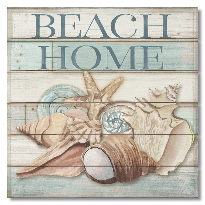 Beach Home Shells Slatted Pallet Sign Wall Décor | Wayfair North America