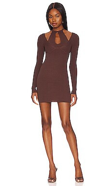 Camila Coelho Allora Mini Dress in Chocolate from Revolve.com | Revolve Clothing (Global)
