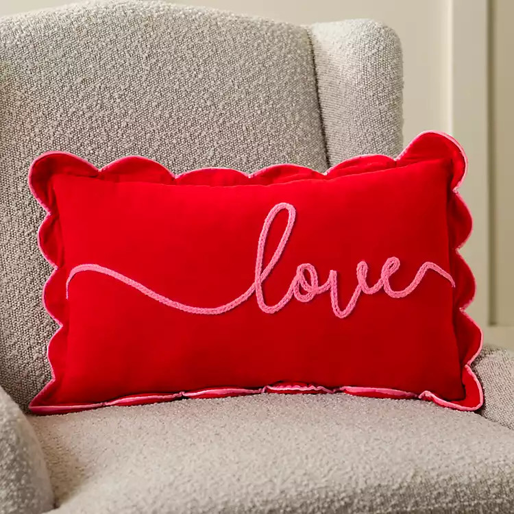 Love Script Scalloped Edge Pillow | Kirklands Home | Kirklands