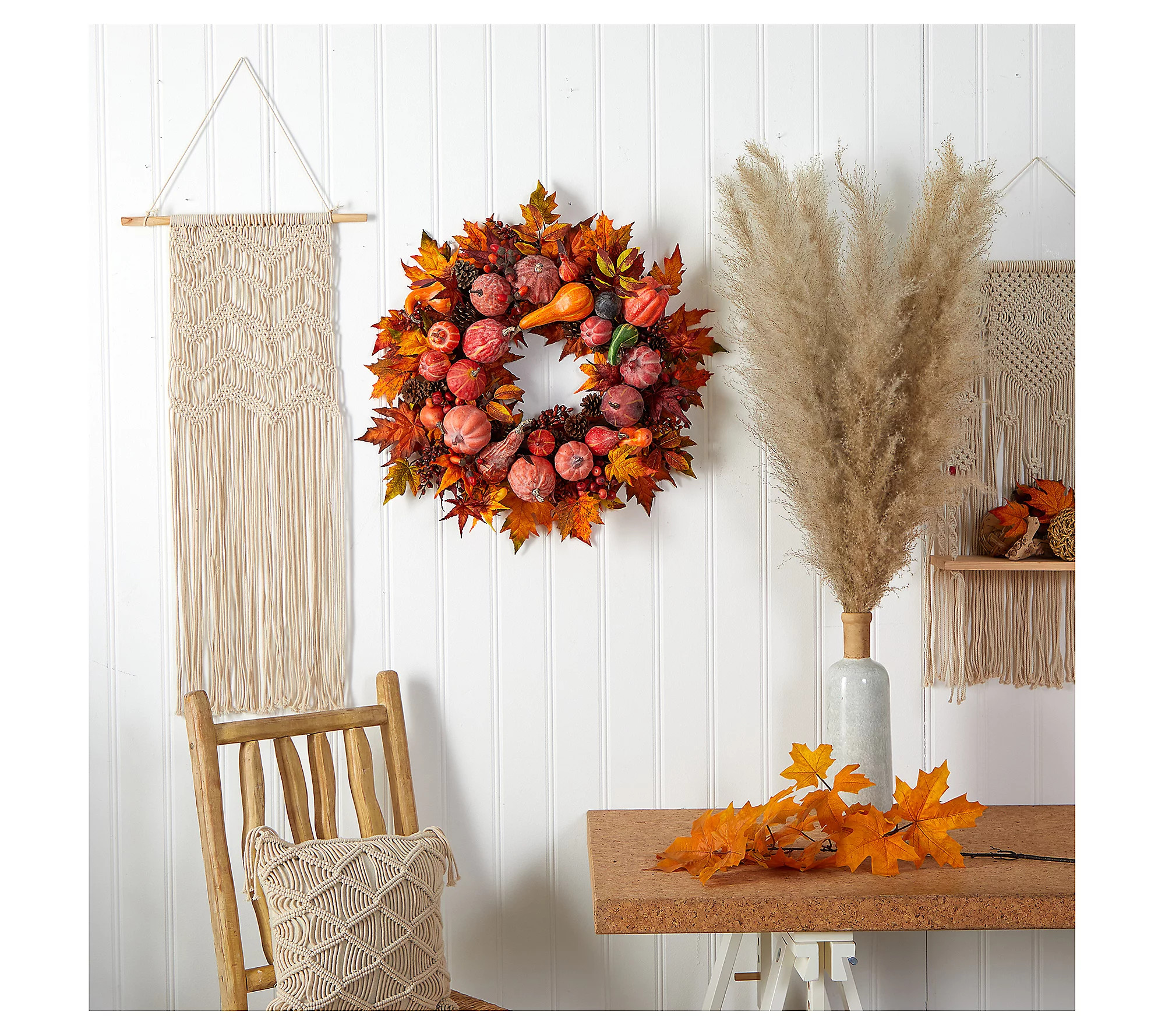 Nearly Natural 28" Harvest Wreath | QVC