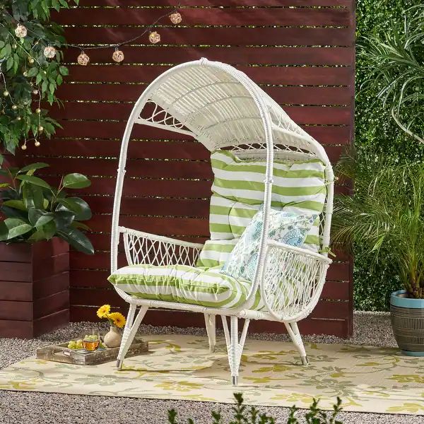 Malia Outdoor Cushioned Wicker Basket Chair by Christopher Knight Home | Bed Bath & Beyond