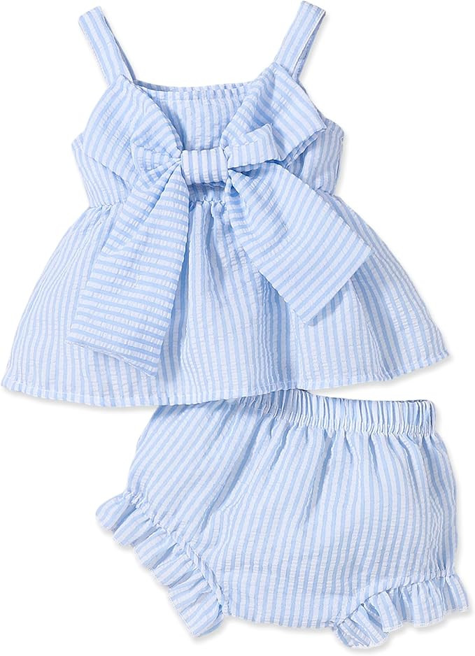Newborn Baby Girl Clothes Summer Outfits Infant Ruffle Sleeveless Cute Bow Tank Tops 3 6 12 18 Mo... | Amazon (US)