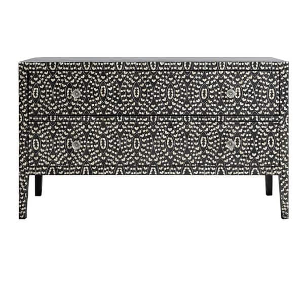 Wood Console Table with Painted Design - 53.0"L x 19.0"W x 31.0"H - Overstock - 37228782 | Bed Bath & Beyond