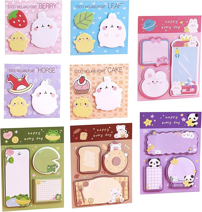Sticky Notes Set, 8 Packs Cartoon Sticky Notes Pads 480 Sheets, Self-Stick Pads, Cute Self-Stick ... | Amazon (US)