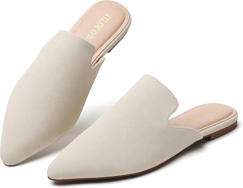 Tilocow Mules for Woman Pointed Toe Backless Slide Loafers Flats Dressy Casual Slip on Shoes for ... | Amazon (US)