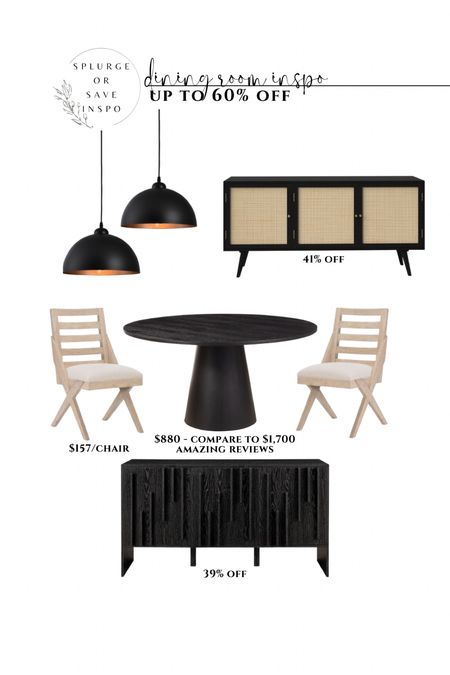 Pedestal dining table. Round dining table. Black dining table. Modern dining table. Black sideboard. Rattan sideboard. Black pendants. Wooden dining chairs. White oak dining chair. Wayfair end of year clearance 

#LTKsalealert #LTKhome