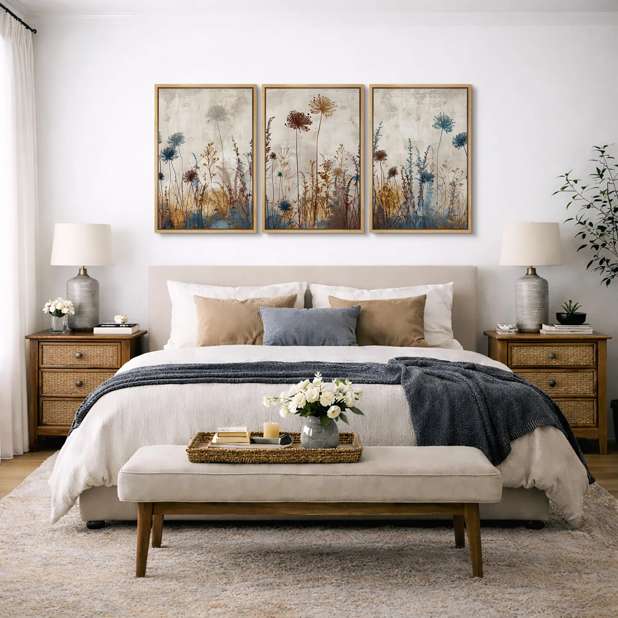 Vibrant Wildflower "Rustic Wildflowers Floral Artwork, Neutral Botanical Living Room Wall Picture... | Wayfair North America